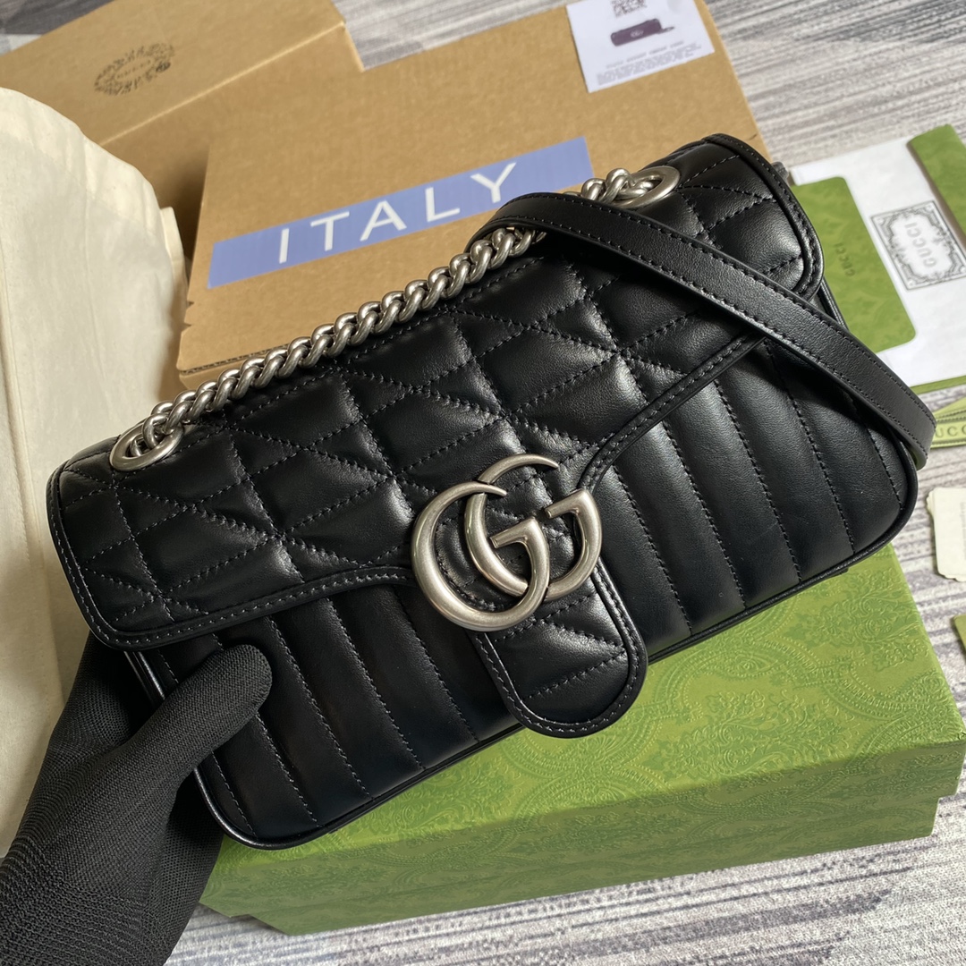 Gucci GG Marmont Small Matelasse Shoulder Bag 443497 Black